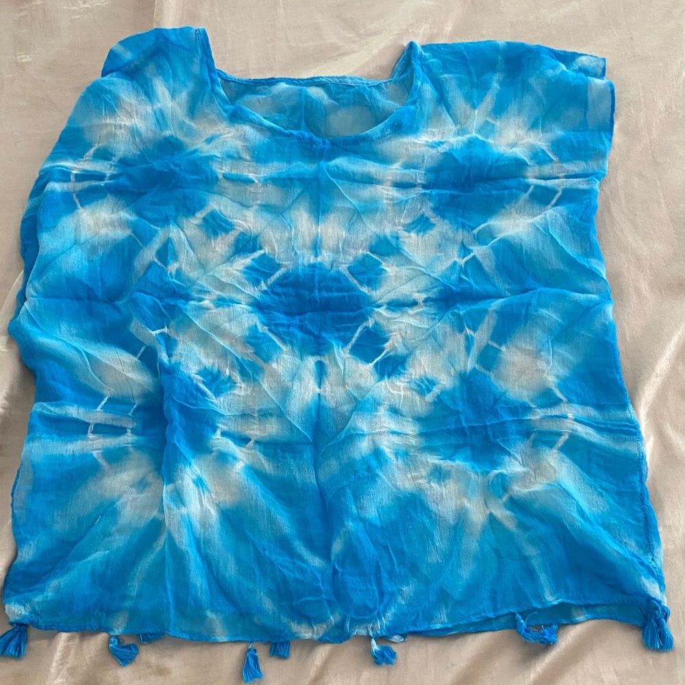 Blue Tie-Dye Sheer Cover Up